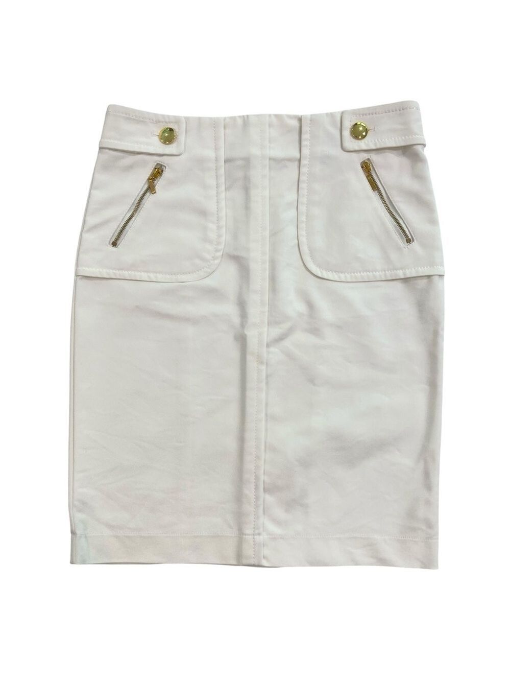 Sandra Angelozzi pencil skirt cream/white and gold hardware pockets small EU32